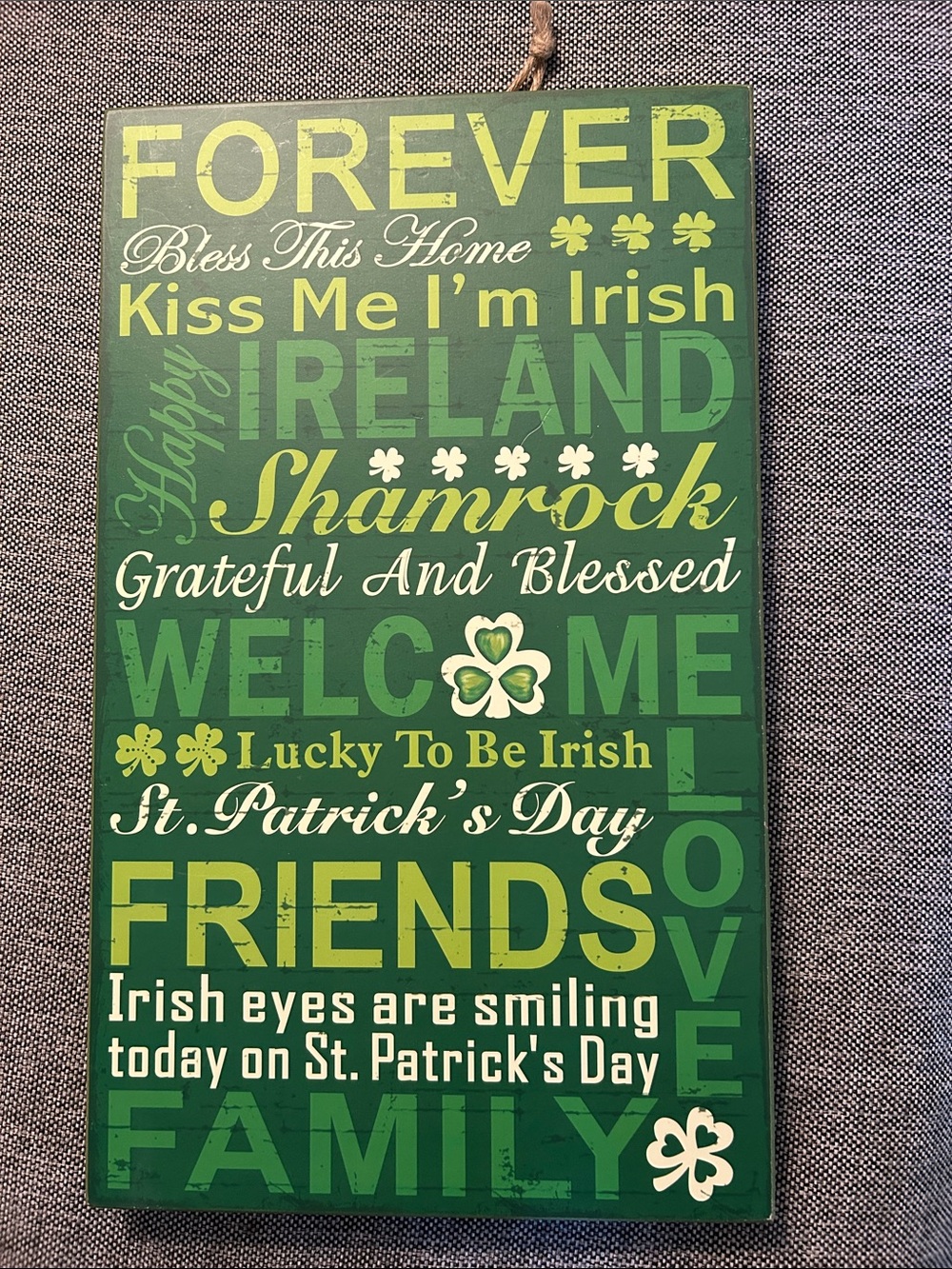 St. Patrick's Day Shamrock Wall Plaque - Green